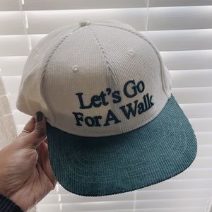 Let’s Go For A Walk Corduroy Hat : yellow the label